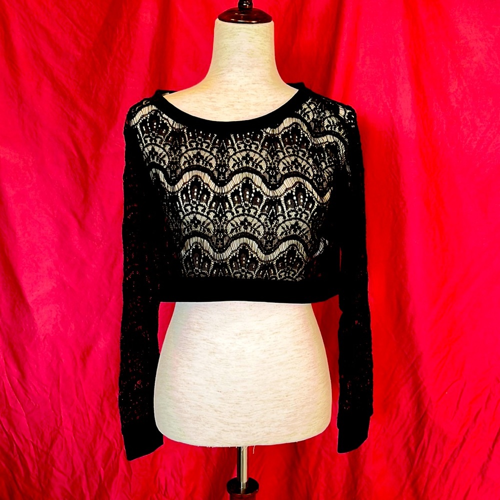 NWT sheer crop pullover
